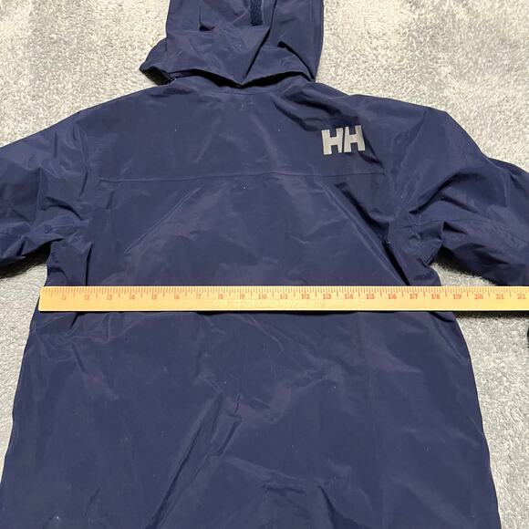 Helly Hansen Jacket Kids Youth 176 /16 Lightweight Rain Hooded Blue Coat - Picture 5 of 10